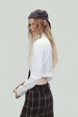 Plaid Tie Cropped Shirt