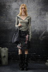 Urban Rebellion Camouflage Denim Skirt