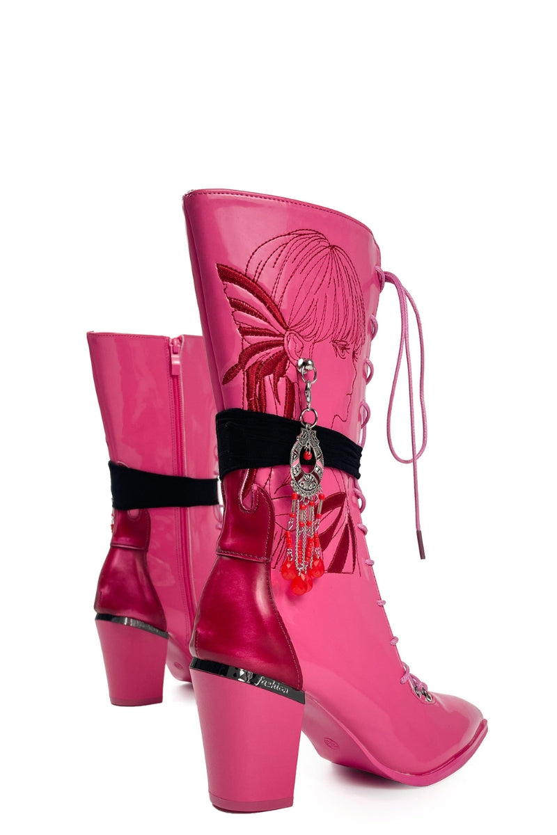 Pink Venom Lace-Up Boots