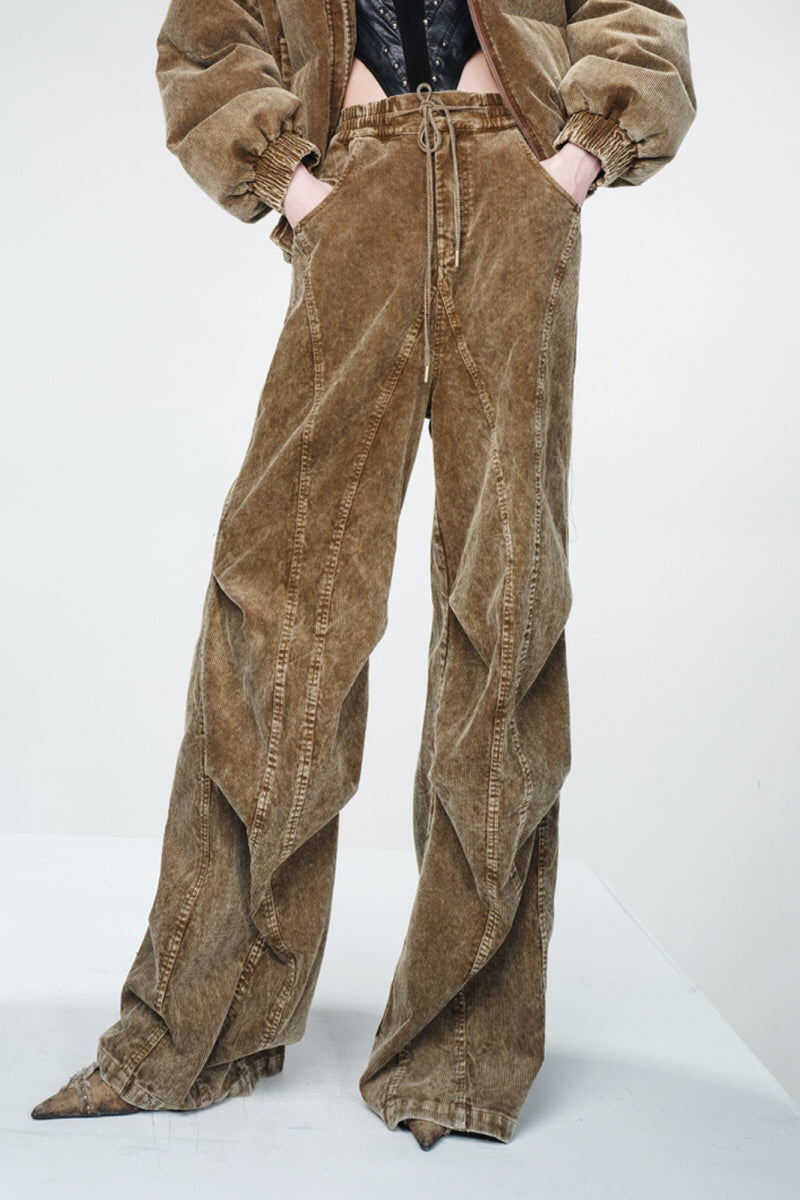 Corduroy Drape Wide-Leg Pants