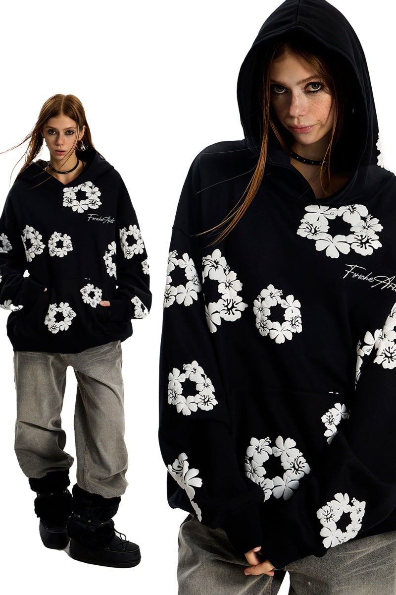 Urban Bloom Oversized Floral Hoodie