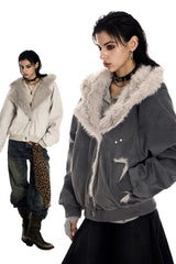 Shadowline Faux Fur Asym Hooded Jacket