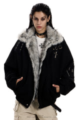 Midnight Relic Faux Fur Collar Jacket