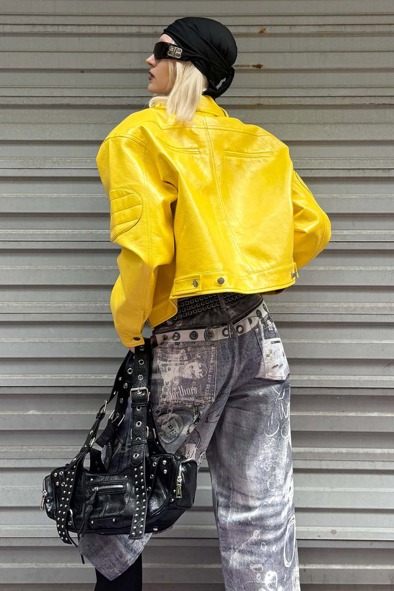 Electric Blaze Yellow Leather Jacket