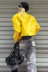 Electric Blaze Yellow Leather Jacket