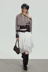 Irregular Mesh Layered Skirt