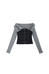 Tribal Corset Off-Shoulder Top