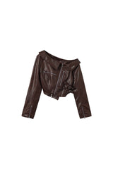 Brown Rebel Asymmetrical Leather Jacket