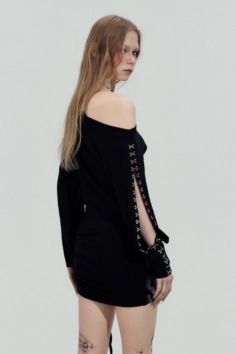 Gold Rebel One-Shoulder Mini Dress