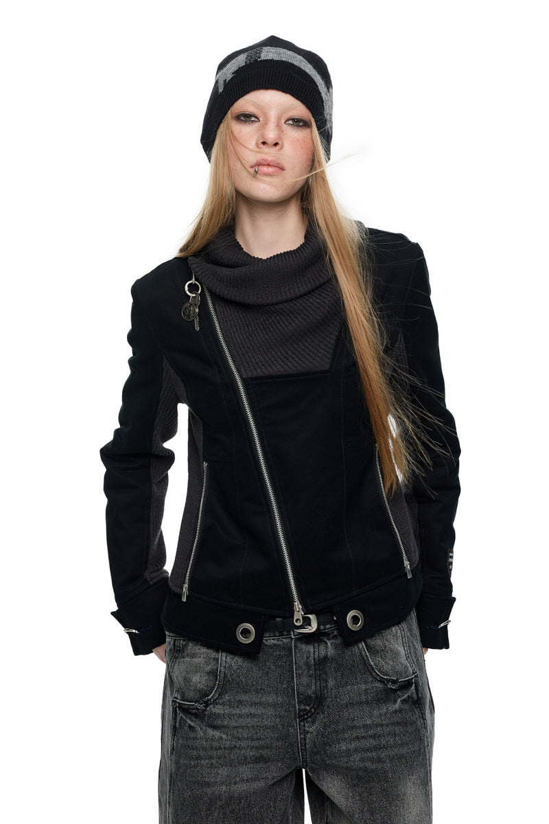 Shadow Fold Asymmetric Knit Jacket
