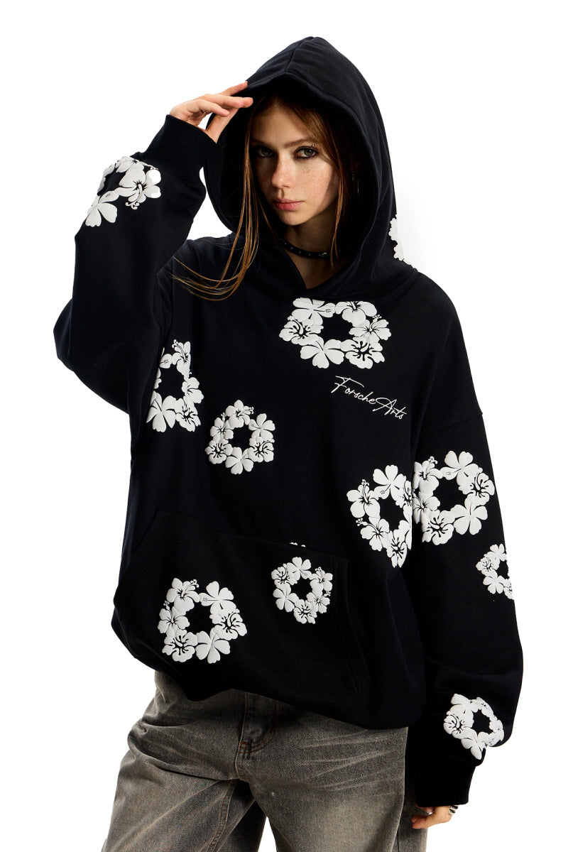 Urban Bloom Oversized Floral Hoodie