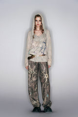 Ethereal Rust Abstract Printed Wide-Leg Pants