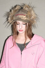 Fur-Trim Camo Baseball Cap