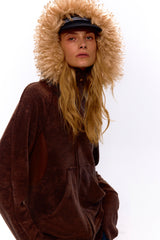 Rustic Warmth Faux Fur Hoodie Jacket