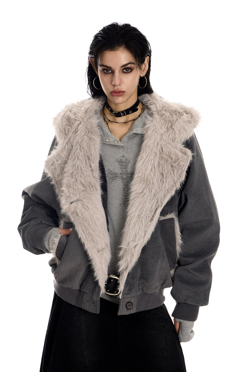 Shadowline Faux Fur Asym Hooded Jacket