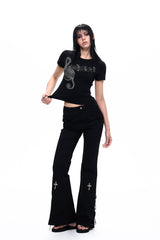 Rhinestone Note Slim T-Shirt