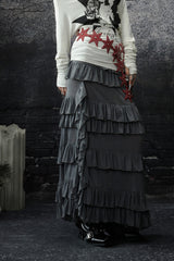 Irregular Ruffle Layered Maxi Skirt
