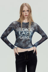 Smoky Mesh Graphic Long Sleeve Top