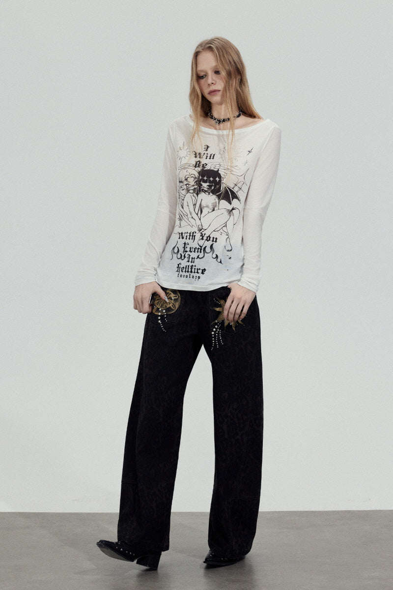 Angel Graphic Off-Shoulder Top