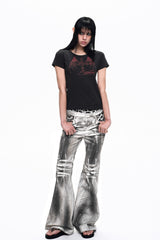 Leopard Double Waist Bootcut Jeans