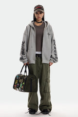 Gothic Waffle Oversized Zip Hoodie