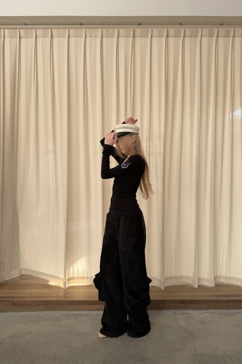 Shadow Fold Wide-Leg Cargo Pants