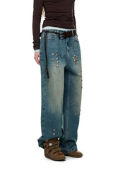 Rivet Fade Straight Denim Pants