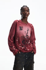 Paint-Splatter Graphic Long Sleeve T-Shirt