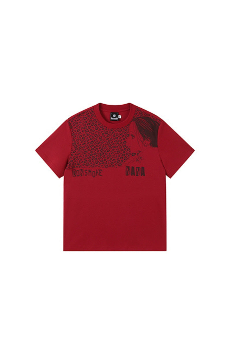 Leopard Edge Graphic Tee - Red