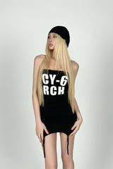 Bold Edge Bandeau Mini Dress - Black