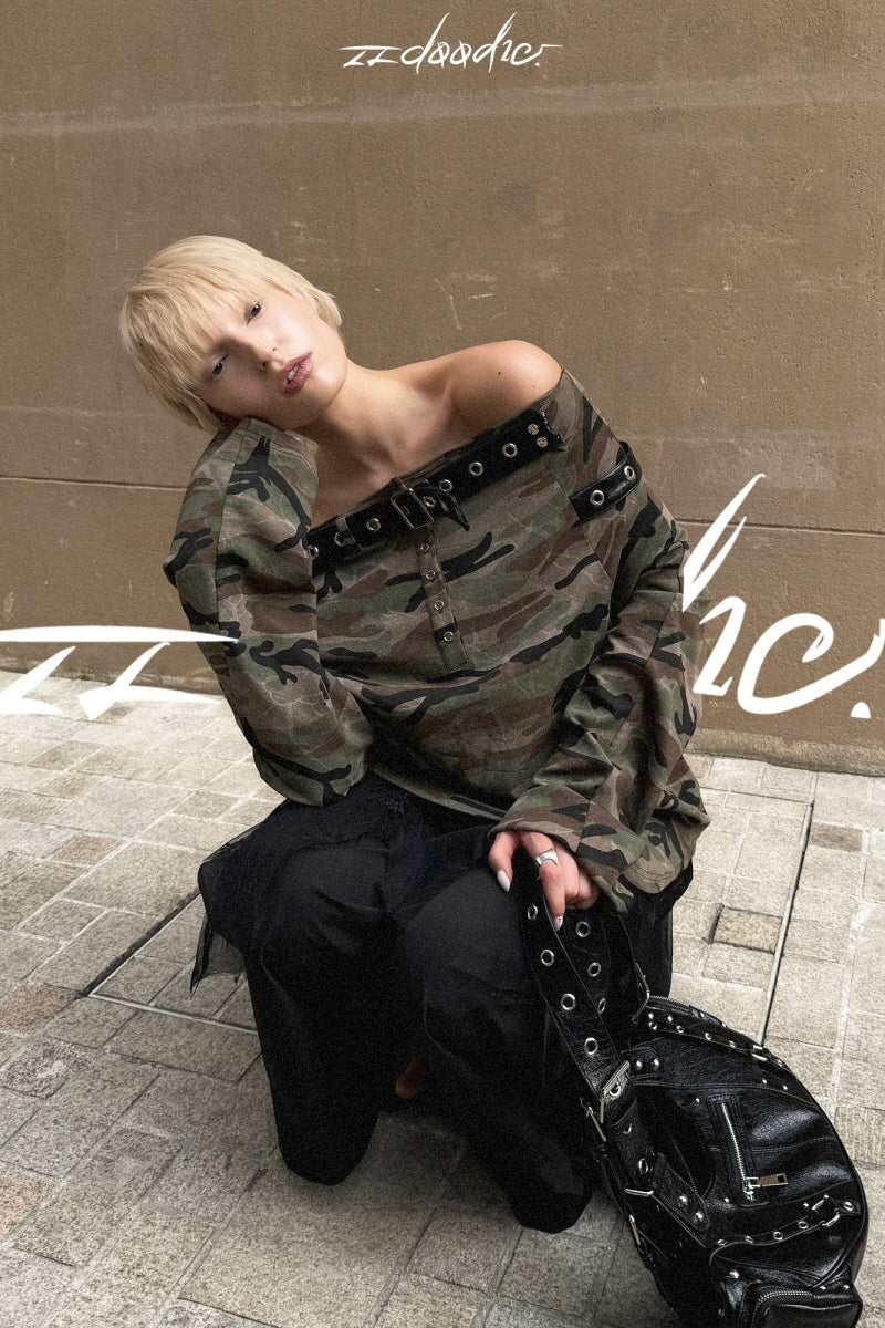 Urban Rebel Camo Off-Shoulder Top