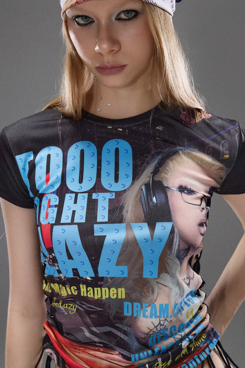 Cyber Street Graphic Ruched T-Shirt