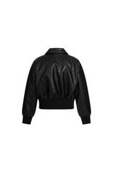 Rogue Flight Leather Bomber Jacket - Black