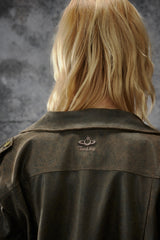Distressed Rebel Cropped Leather Jacket
