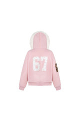 Frosted Pink Varsity Hooded Jacket