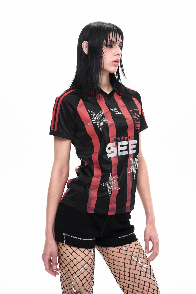 Rhinestone Star Striker Jersey Top