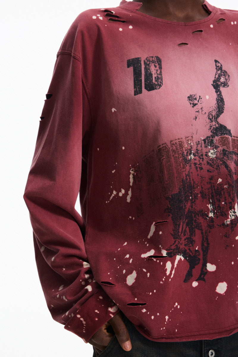 Paint-Splatter Graphic Long Sleeve T-Shirt