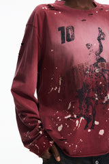 Paint-Splatter Graphic Long Sleeve T-Shirt