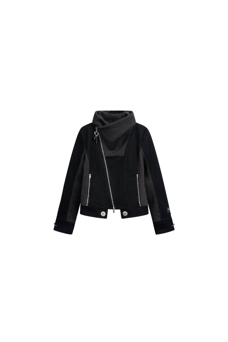 Shadow Fold Asymmetric Knit Jacket