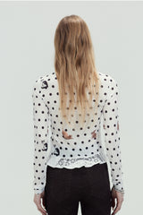 Polka Dot Mesh Slim Top