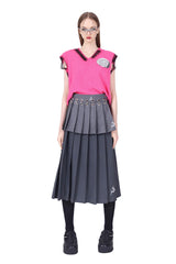 Rebellious Metal Ring Pleated Skirt