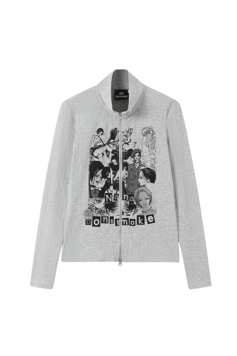NANA Graphic Zip-Up Cardigan