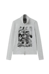 NANA Graphic Zip-Up Cardigan
