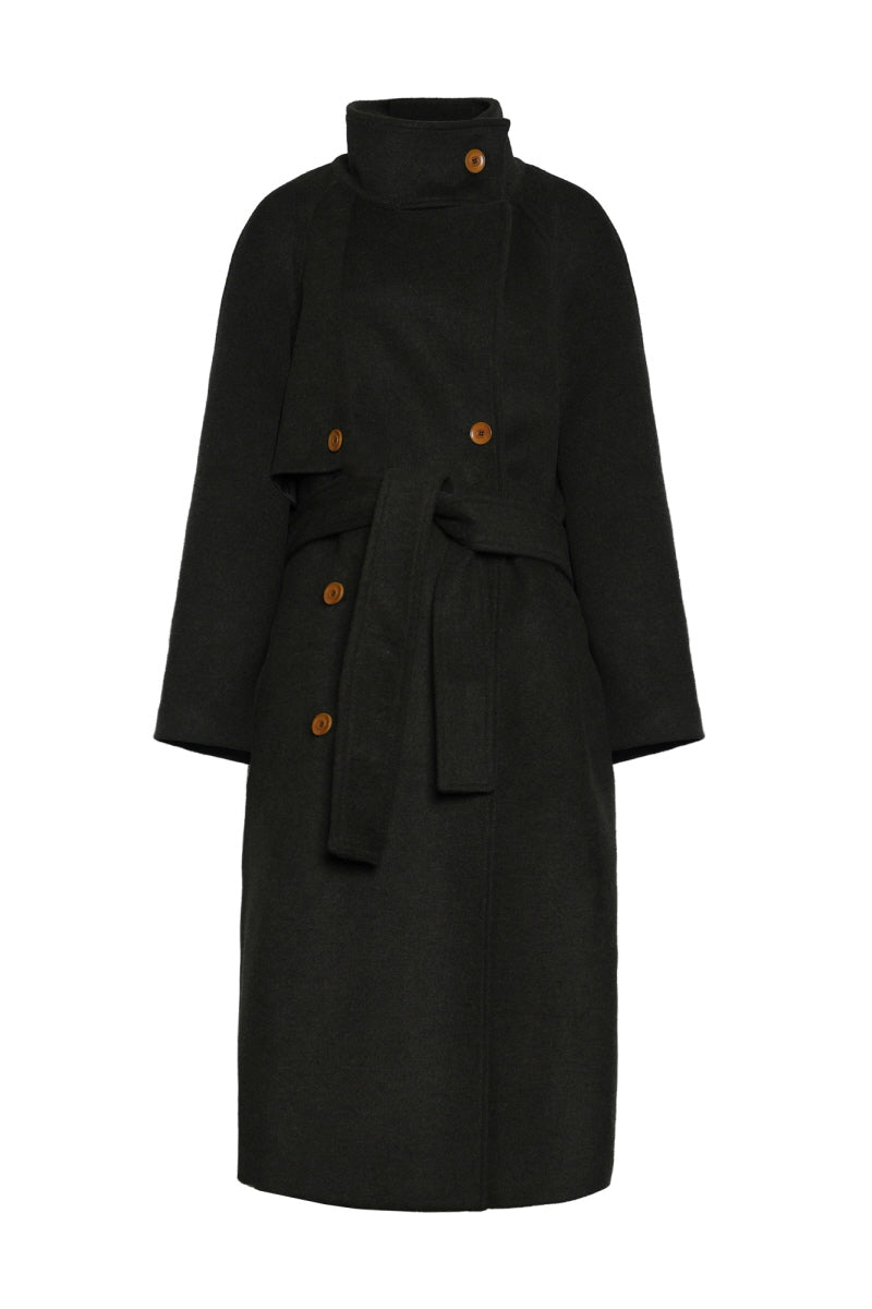 Structured Elegance Wool Maxi Coat