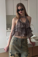 Serpent Veil Layered Halter Top