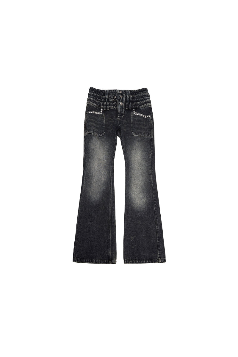 Studded Fade Bootcut Jeans