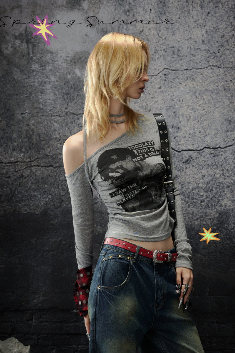 Dreamline One-Shoulder Graphic Top