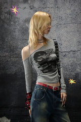 Dreamline One-Shoulder Graphic Top