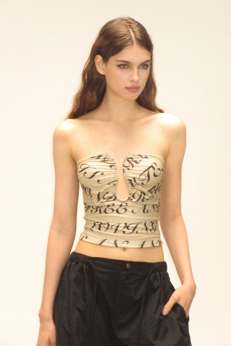 Cut-Out Monogram Bandeau Top