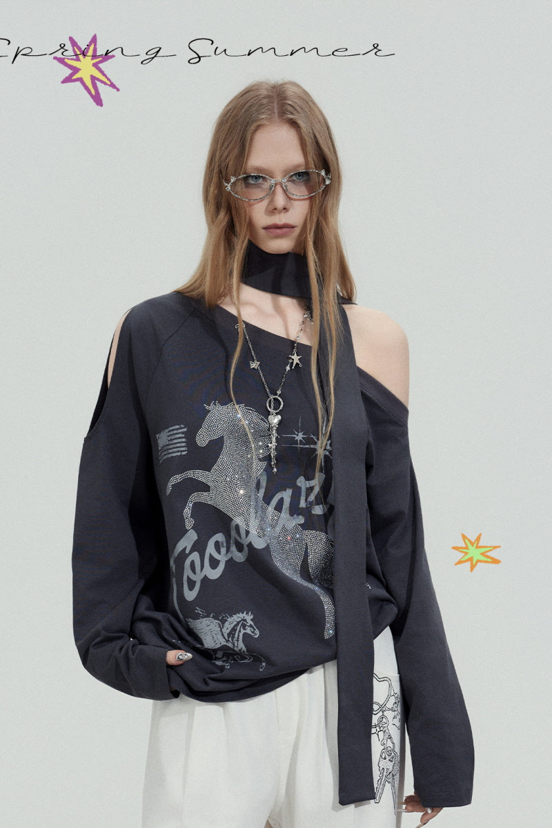 Midnight Rider Scarf Top - Black